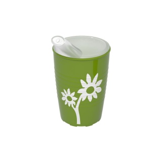 Kubek antypoślizgowy z powierzchnią na wzór kwiata + dedykowany ustnik (soczysta zieleń )