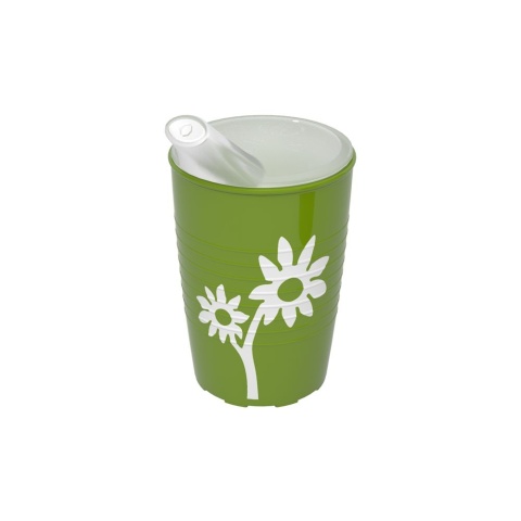 Kubek antypoślizgowy z powierzchnią na wzór kwiata + dedykowany ustnik (soczysta zieleń )