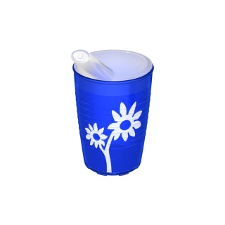 Kubek antypoślizgowy z powierzchnią na wzór kwiata + dedykowany ustnik (głęboki szafir)