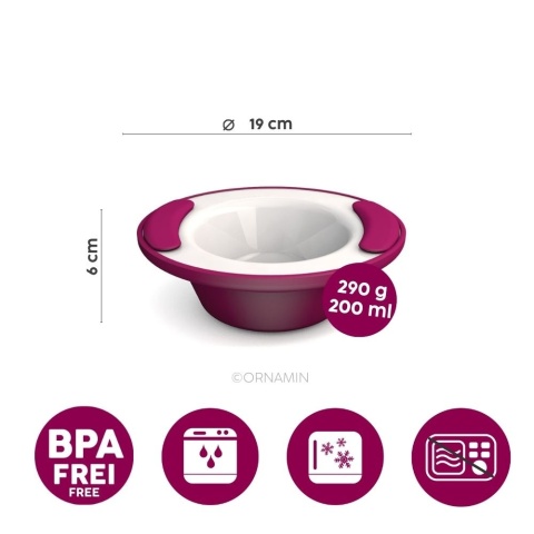 Miska utrzymujący ciepło z podwójnym dnem (czerwień rubinu)