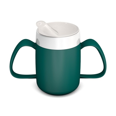 Kubek termiczny z dwoma uchwytami + dedykowany ustnik (butelkowa zieleń)