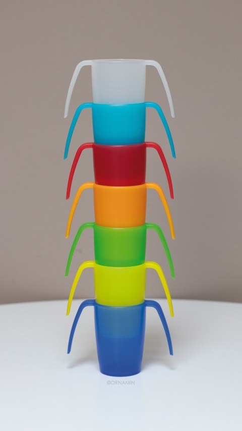 Lekki kubek asystujący z dwoma uchwytami + dedykowany ustnik (pomarańczowy kryształ)