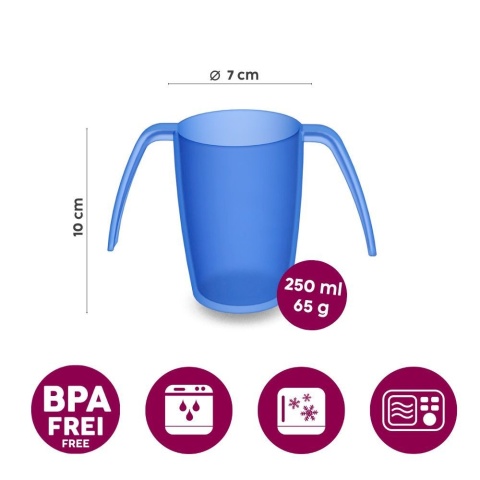 Lekki kubek asystujący z dwoma uchwytami + dedykowany ustnik (lodowy kryształ)